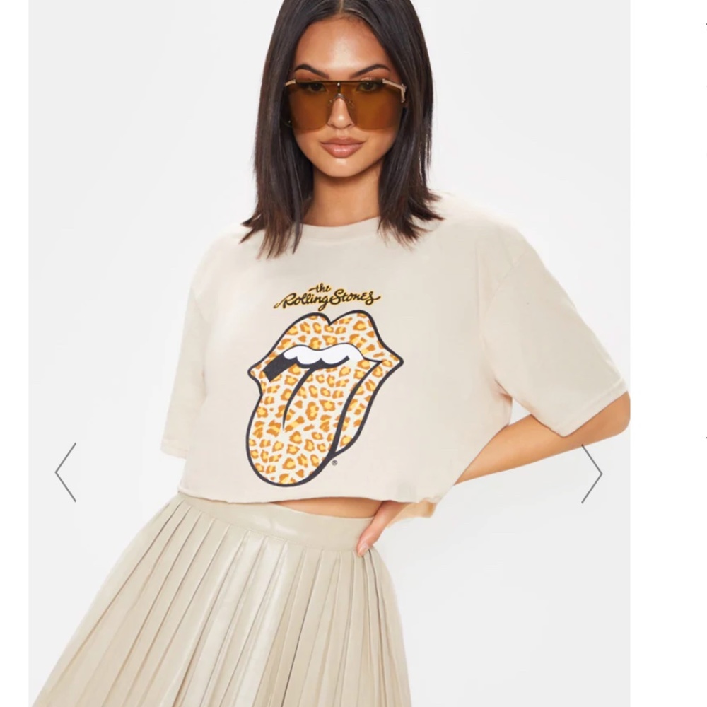 Nude The Rolling Stones Tongue Crop T-shirt